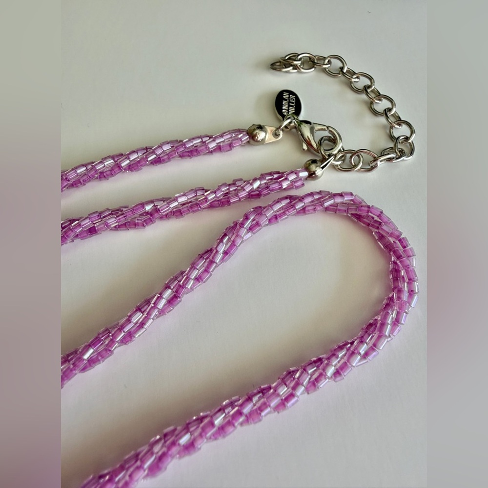Nolan Miller Royal Pink Iridescent Twisted Strand Beaded Necklace 19”